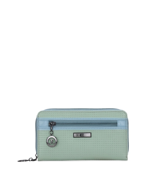 

ESBEDA Women Green & Blue Textured Zip Around Wallet