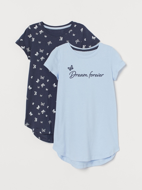 

H&M Girls 2-pack Jersey Nightdresses 0715679011, Blue