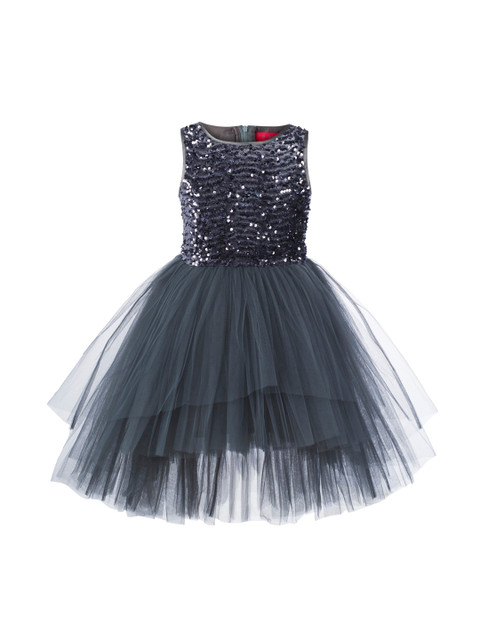 

Toy Balloon kids Girls Grey Embellished Fit and Flare Dress