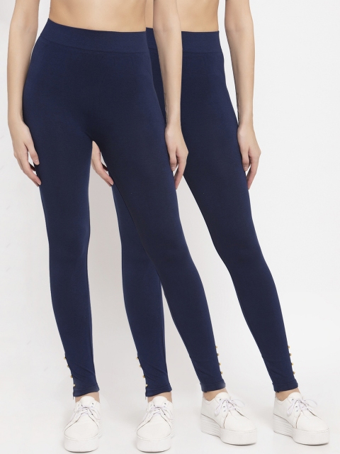 

KLOTTHE Women Pack Of 2 Navy Blue Solid Skinny-Fit Treggings