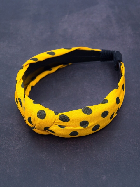 

Golden Peacock Women Yellow & Navy Blue Polka Dot Print Knot-Detailed Hairband