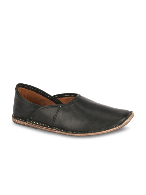 

DESI COLOUR Men Black Leather Mojaris