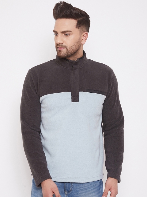 HARBORNBAY Men Coffee Brown Colourblocked Sweatshirt