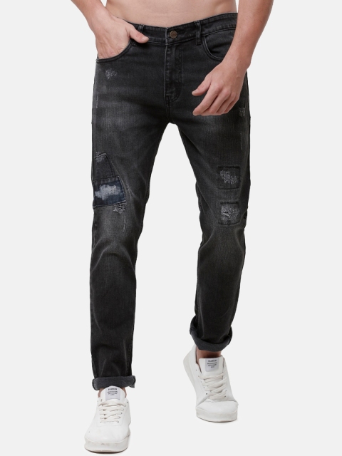 

CINOCCI Men Black Slim Fit Mid-Rise Mildly Distressed Jeans