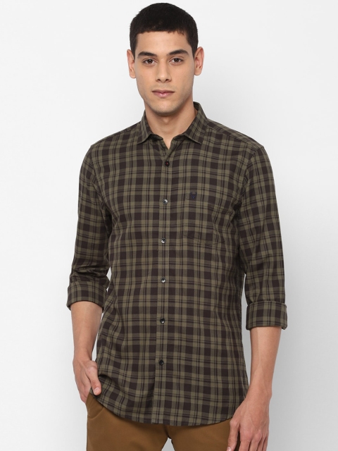 

Allen Solly Men Olive Green & Brown Slim Fit Checked Casual Shirt