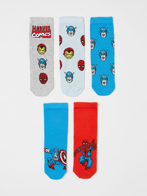 

H&M Boys 5-Pack Patterned Socks, Blue