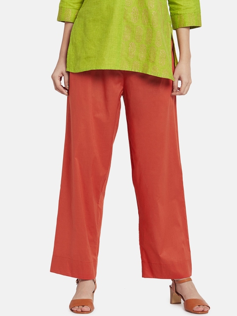 

Go Colors Women Rust Solid Wide Leg Palazzos
