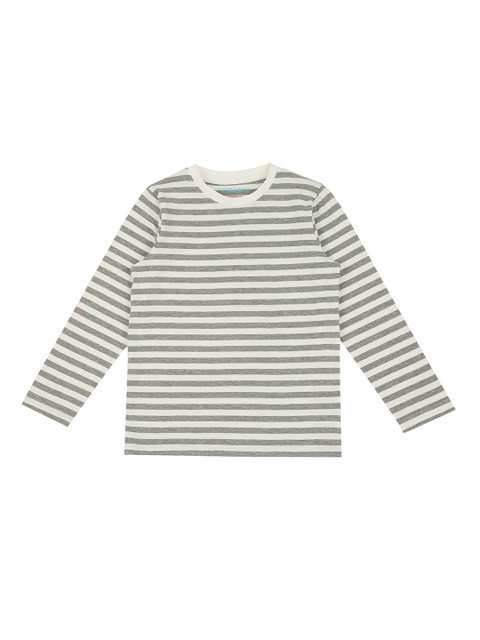 

Pantaloons Junior Boys Grey Striped Cotton Round Neck Pure Cotton T-shirt