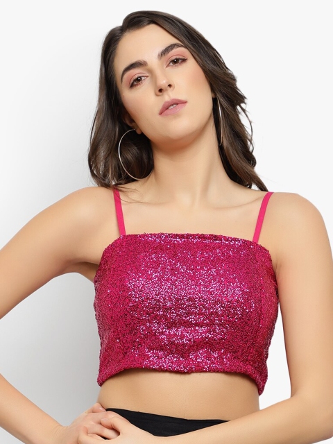 

Meee Women Pink Embellished Bralette Top