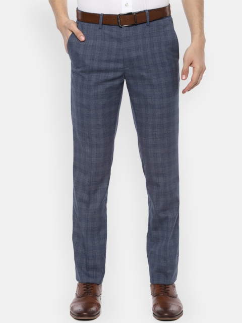 

Van Heusen Men Blue Slim Fit Checked Formal Trousers
