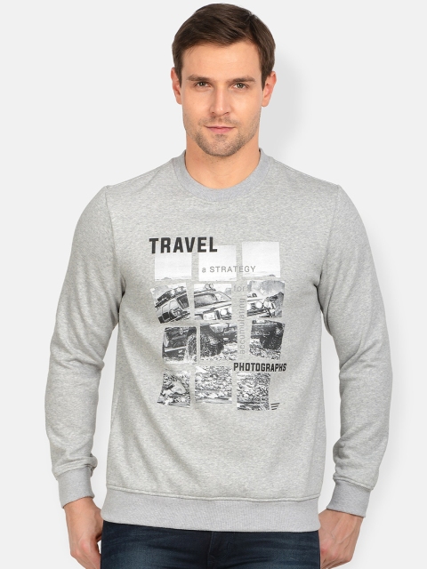 

t-base Men Grey & Black Printed Sweatshirt