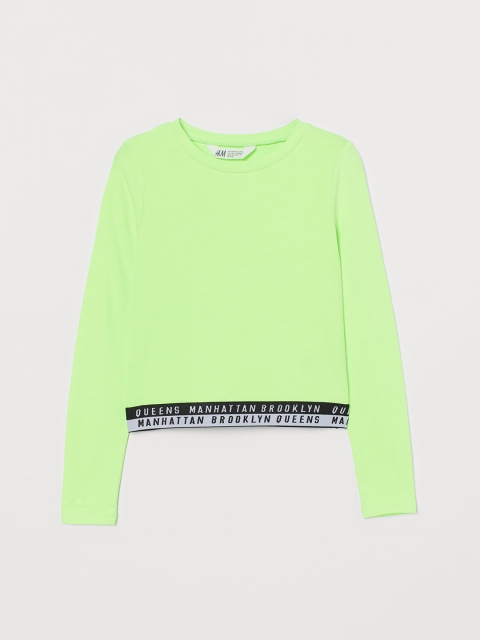 

H&M Girls Green Solid Jersey Top
