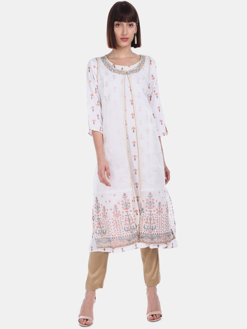 

Anahi Women White Printed A-Line Kurta