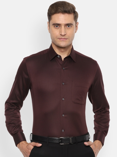 

Luxure by Louis Philippe Men Brown Regular Fit Self Design Cotton Formal Shirt