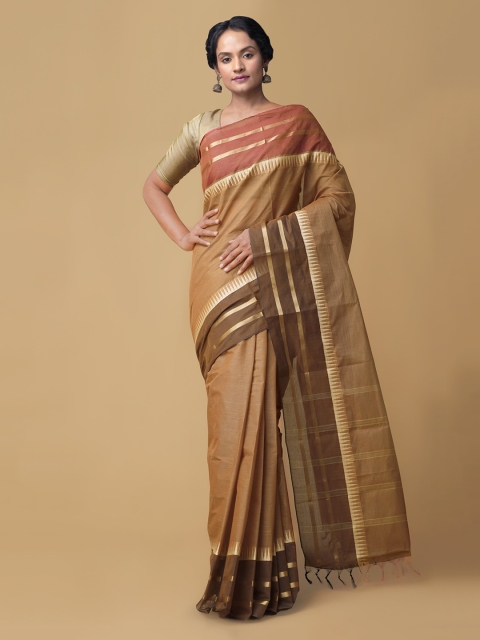 

Unnati Silks Brown Pure Cotton Solid Handloom Mysore Cotton Saree