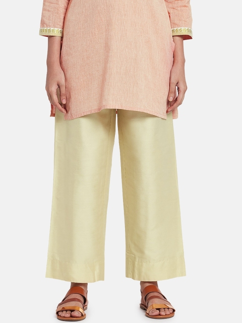 

Go Colors Women Cream-Coloured Solid Wide Leg Palazzo