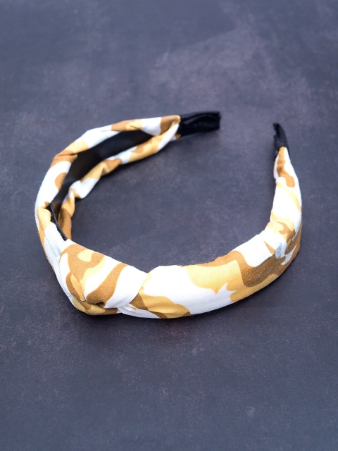 

Golden Peacock Women Yellow & White Printed Hairband