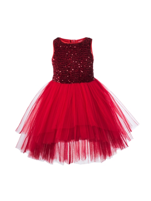

Toy Balloon kids Girls Red Colourblocked Fit and Flare Dress
