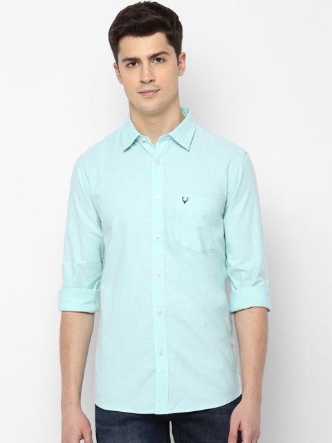 

Allen Solly Men Turquoise Blue Slim Fit Pure Cotton Solid Casual Shirt