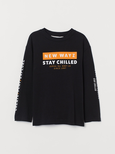 

H&M Boys Black Printed Jersey Top