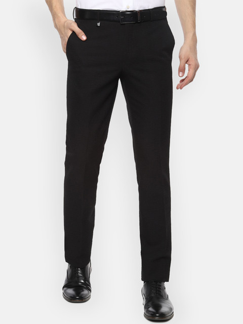 

V Dot Men Black Skinny Fit Solid Formal Trousers
