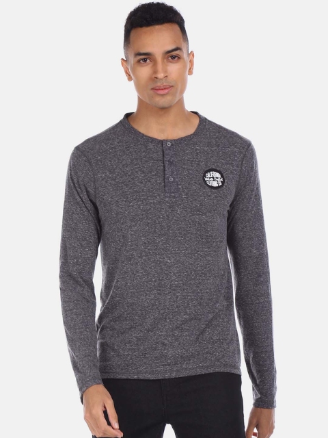 

Cherokee Men Grey Solid Henley Neck T-shirt
