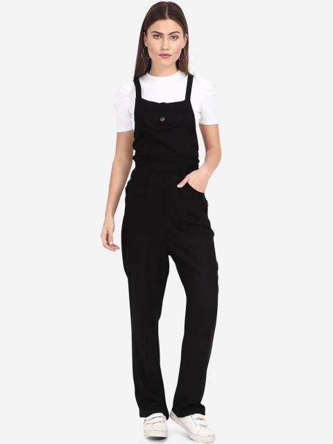 

Yuvraah Women White & Black Solid T-Shirt With Dungaree