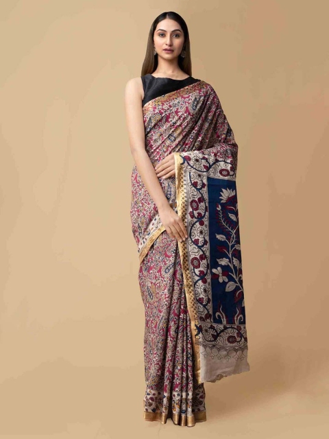 

Unnati Silks Pink Cotton Kalamkari Printed Kota Saree