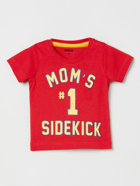 

max Boys Red Printed Round Neck T-shirt