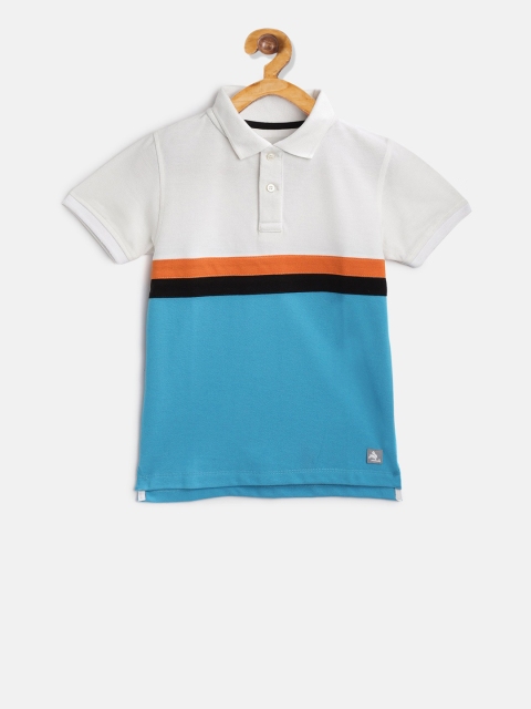 

Cherry Crumble Boys White Colourblocked Polo Collar T-shirt