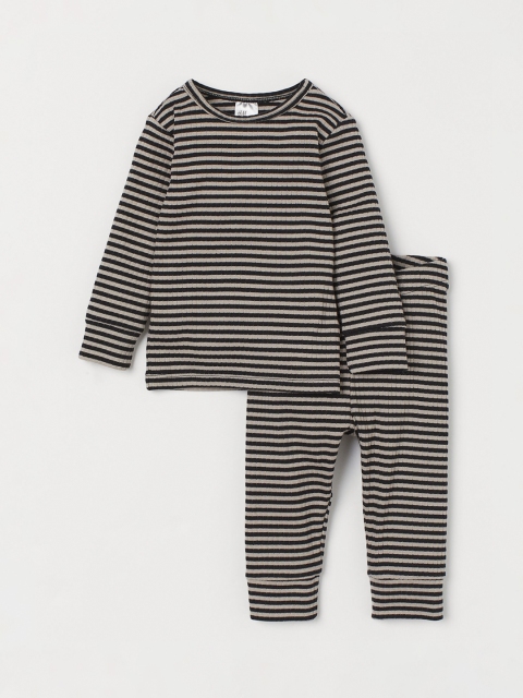 

H&M Kids Beige & Black Striped 2-Piece Cotton Set