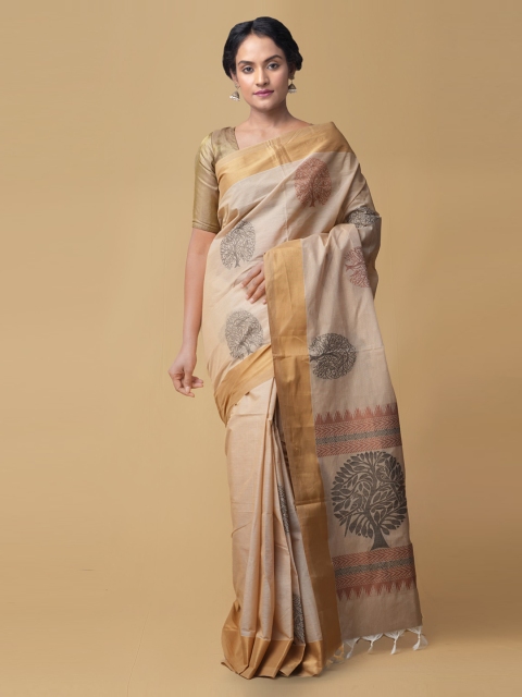Unnati Silks Brown Woven Design Uppada Saree