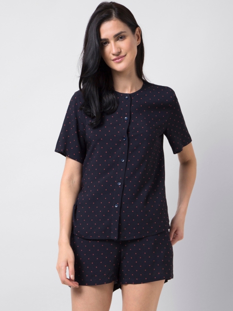 

FabAlley Women Blue & Pink Printed Night Suit
