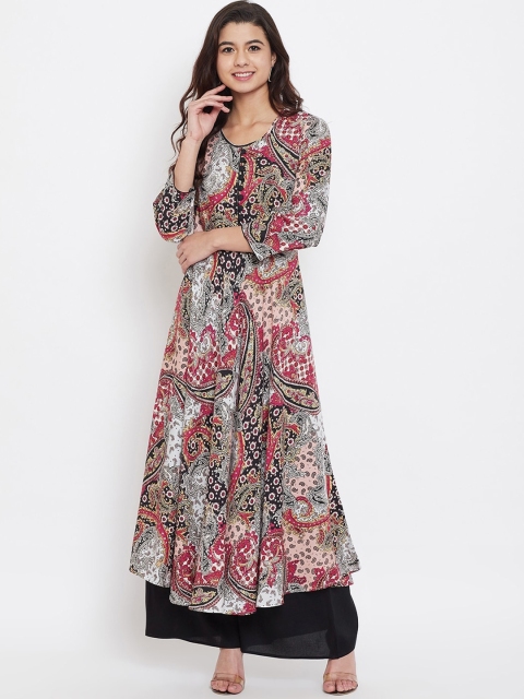 

Tissu Women Black & Red Printed Anarkali Kurta