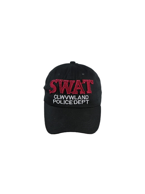 

iSWEVEN Unisex Black & Red Appliqued Snapback Cap