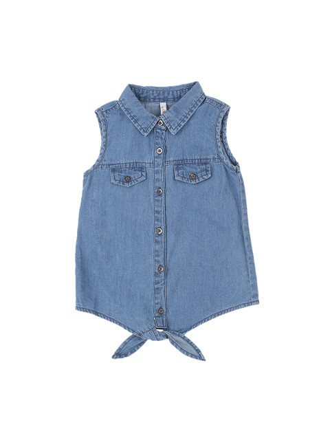 

CHALK by Pantaloons Girls Blue Solid Shirt Style Top