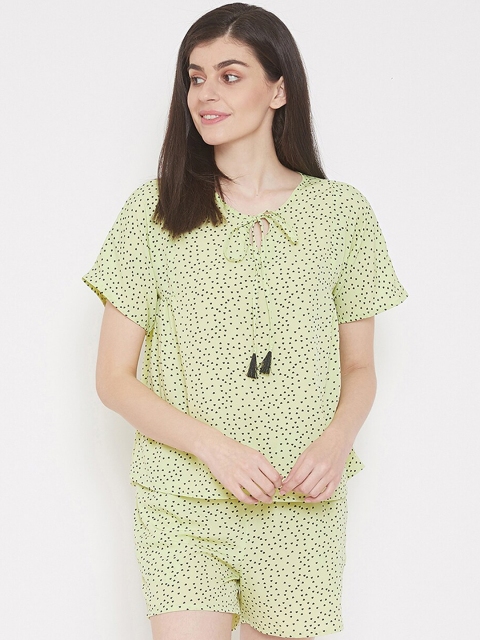 

Clovia Women Yellow & Black Printed Night Suit