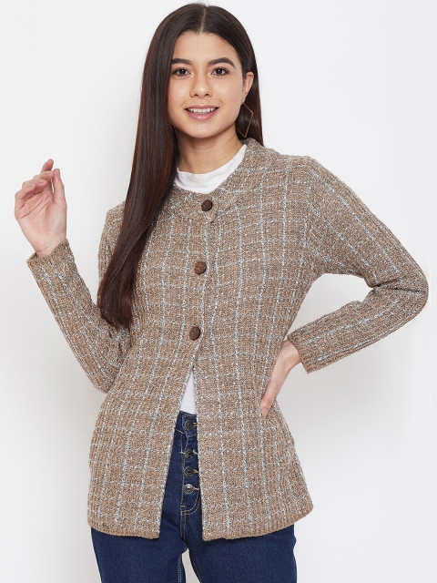 

Zigo Women Brown Self Design Cardigan