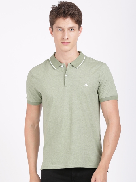 

ANTHEM Men Olive Green Solid Polo Collar T-shirt