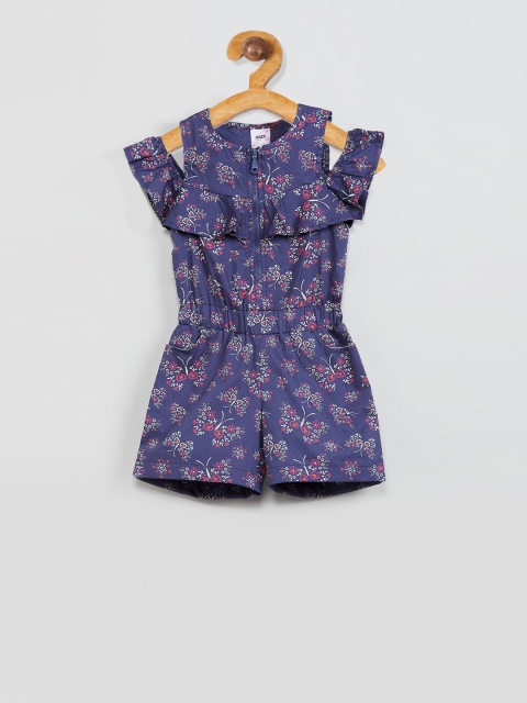 

max Girls Blue Printed Playsuit