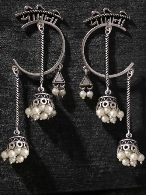 

Studio Voylla Silver-Toned Contemporary Drop Earrings