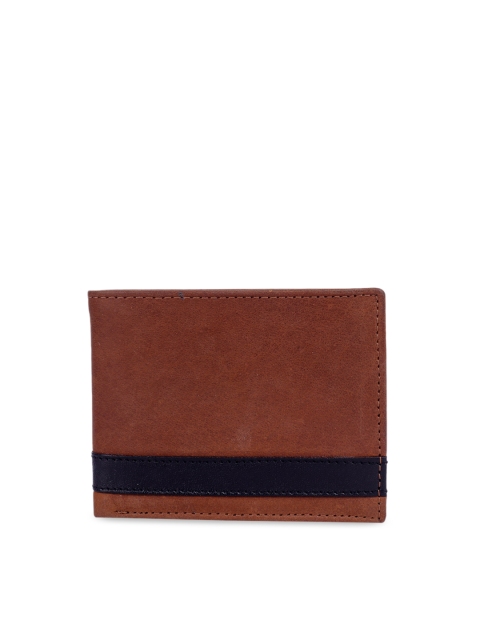 

LEISURES Men Tan Brown Solid Genuine Leather Two-Fold Wallet