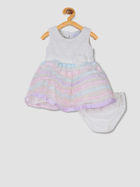 

The Childrens Place Girls Pink Striped Fit and Flare Dress