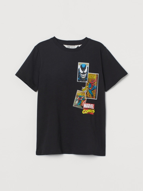 

H&M Boys Black Printed T-shirt