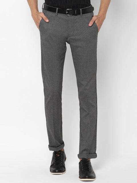 

Allen Solly Men Grey Slim Fit Self Design Regular Trousers