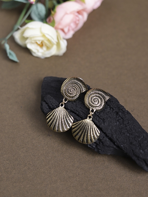 

Mali Fionna Gold-Toned & Black Contemporary Drop Earrings