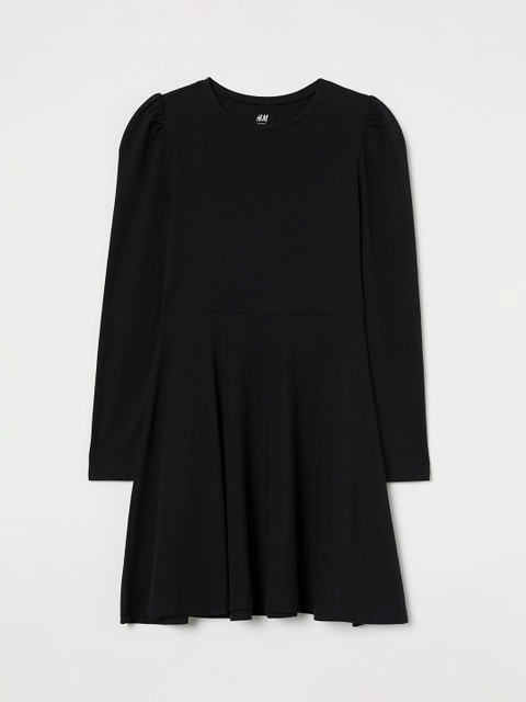 

H&M Girls Black Solid Cotton Jersey Sustainable Dress