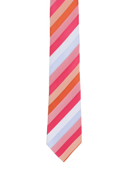 

Alvaro Castagnino Men Pink & White Striped Broad Tie