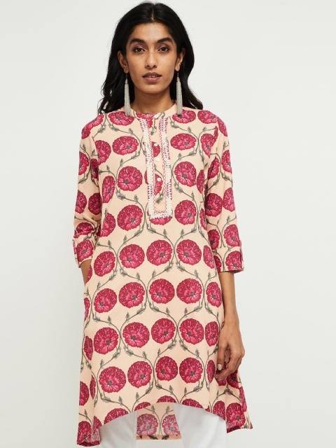 

max Women Peach-Coloured Printed A-Line Kurta