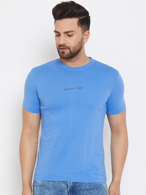 

HARBORNBAY Men Blue Printed Round Neck T-shirt